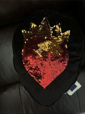 EVIE Black Velvet Heart Pillow with White Patch